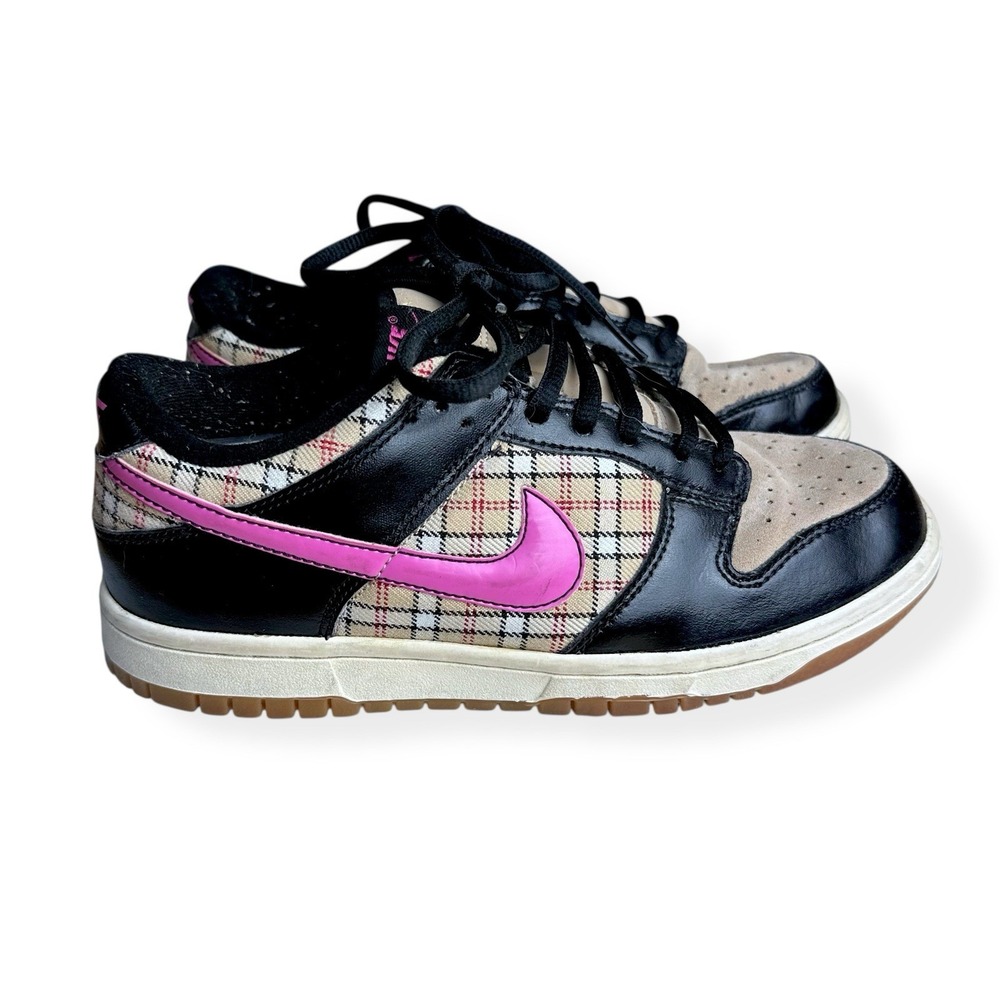 Nike Dunk Low Girls Shoes Plaid Size 5 Hemp/Pinkfire Ii-Sail-Light Brown 2008‎